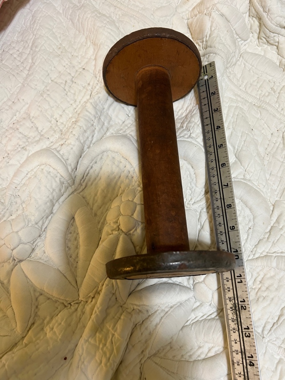 Vintage Wooden Spool/ Bobbin from New England Display Stand - Brown 10 in.